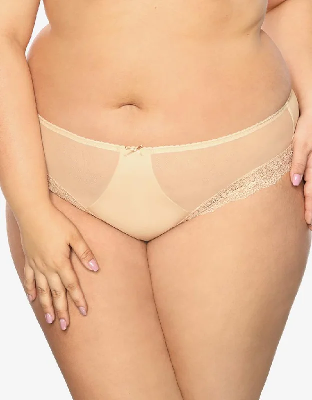 women’s postpartum briefs-Bella Misteria Lace Fantasy Brief Beige