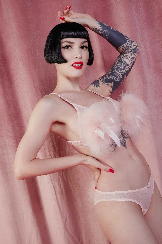 trendy hipster panties-Bettie Page Powder Puff Triangle Pink