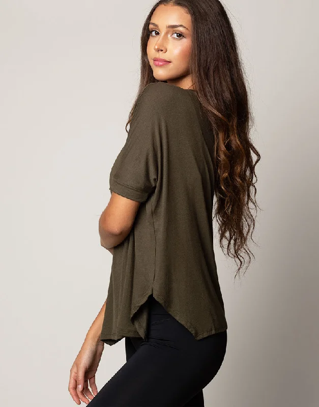 trendy lace briefs-Boxy Tee Olive