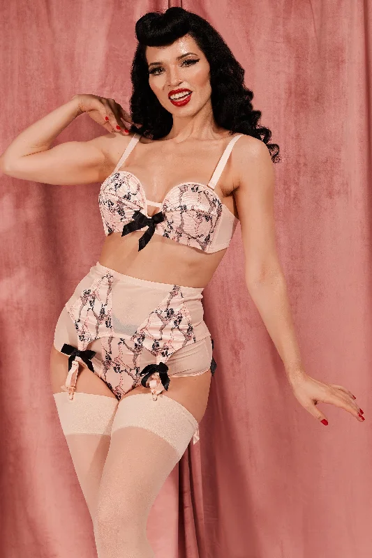 floral satin panties-Showgirl Z Stitch Pink High Waist Brief