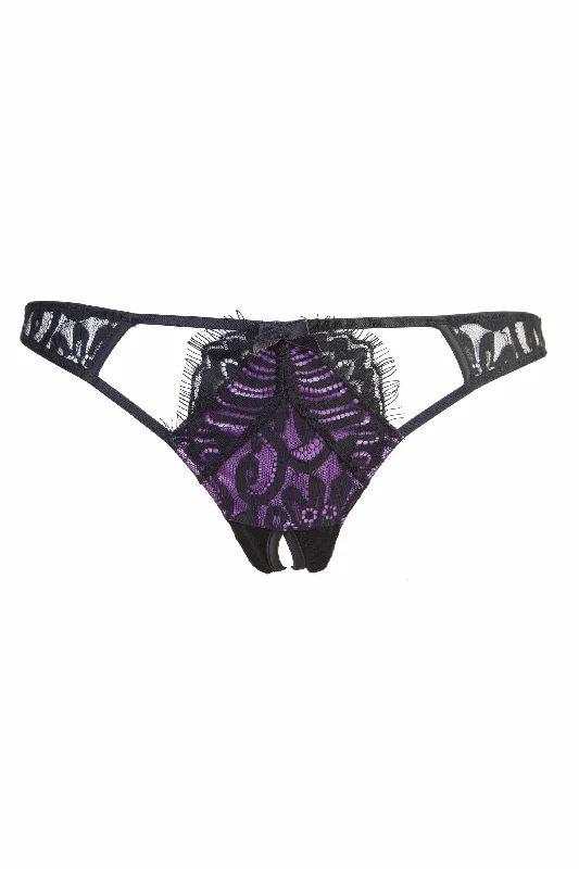 lightweight cotton panties-Candy Ultra Violet/Black Ouvert Brief