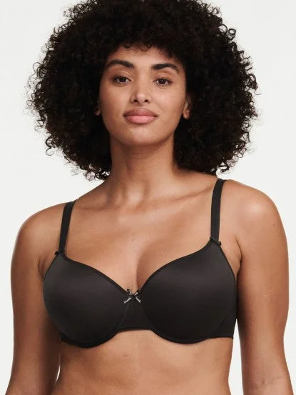 women’s luxury boyshorts-Chantelle Basic Invisible Memory Foam T-Shirt Bra - Black