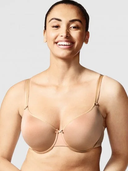 trendy hipster panties-Chantelle Basic Invisible Memory Foam T-Shirt Bra - Toffee