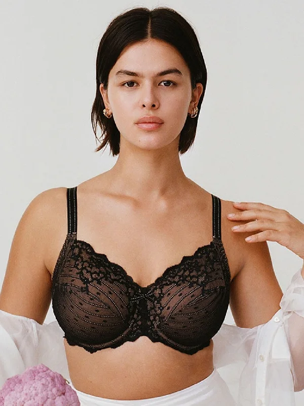 women’s high-cut briefs-Chantelle Rive Gauche 3-Part Cup Underwire Bra - Black