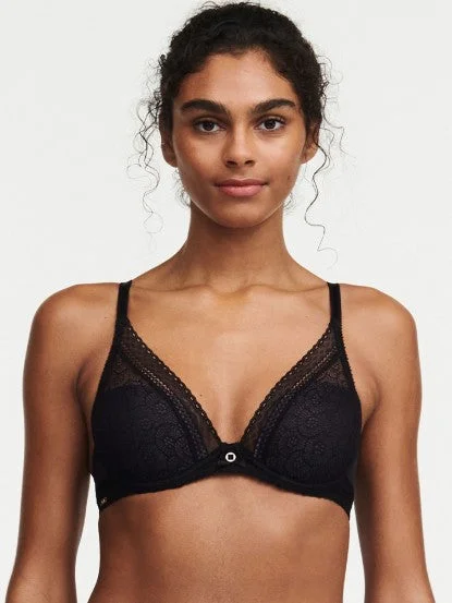 women’s silk panties-Chantelle Festivite Contour Plunge Bra - Black