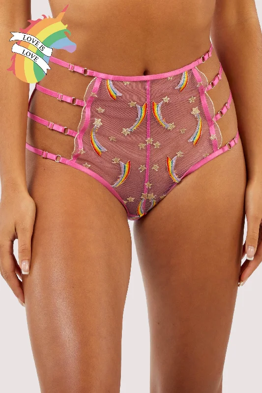 seamless bikini panties-Coccinelle Rainbow Shooting Star Pride Embroidery High Waisted Brief