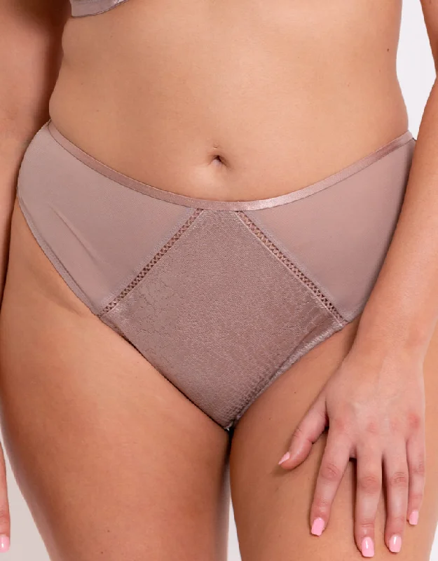 comfy mesh underwear-Curvy Kate Amaze High Waist Brazilian Brief Mink