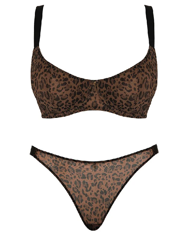 organic cotton underwear-Curvy Kate Cool Cat Scooped Multiway Balcony Bra Leopard Brown