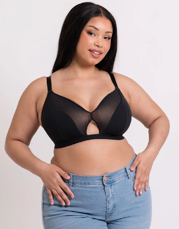 luxury silk thong-Curvy Kate Get Up and Chill Non-Wired Bralette Black