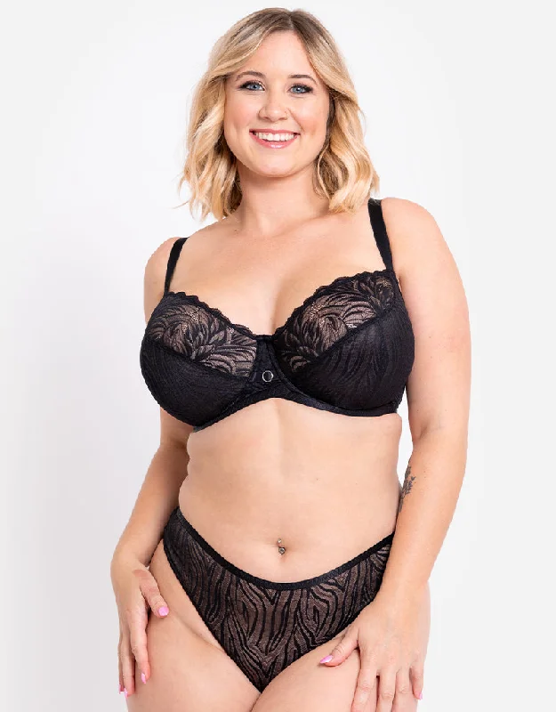 women’s lace panties-Curvy Kate Lace Daze Balcony Bra Black