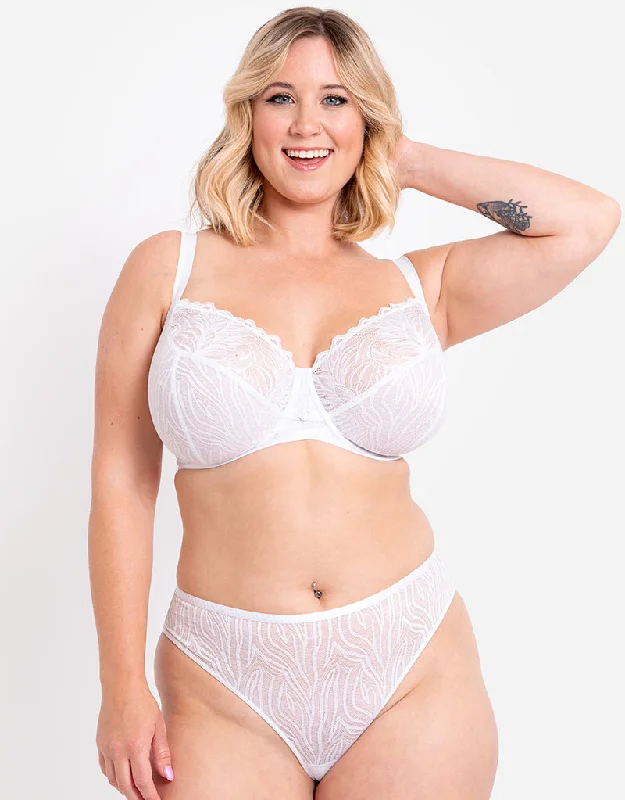 soft modal underwear-Curvy Kate Lace Daze Balcony Bra White