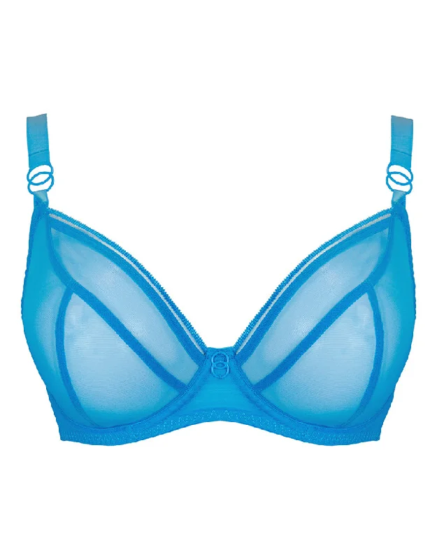 luxury silk underwear-Curvy Kate Lifestyle Plunge Bra Capri Blue