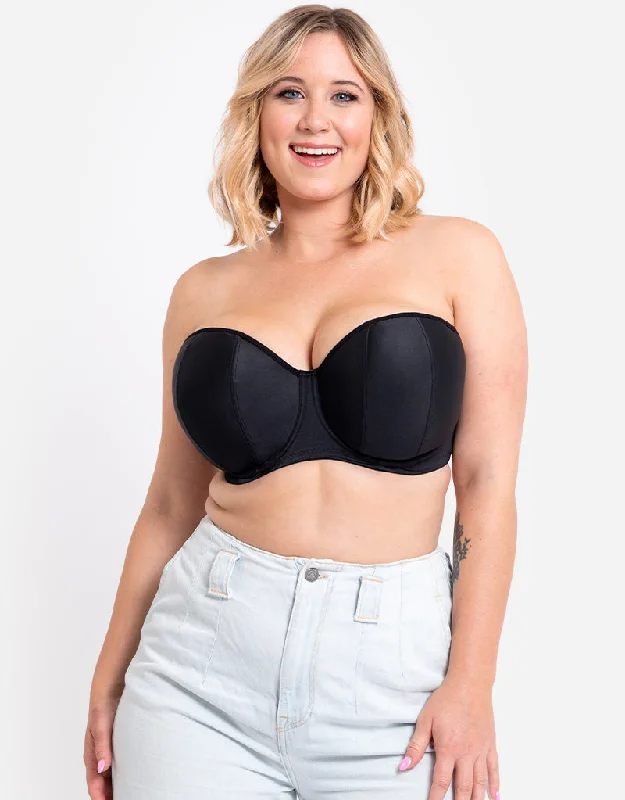 women’s cozy briefs-Curvy Kate Luxe Strapless Multiway Bra Jet Black