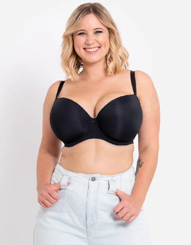 high-waisted silk underwear-Curvy Kate Smoothie T-Shirt Plunge Black