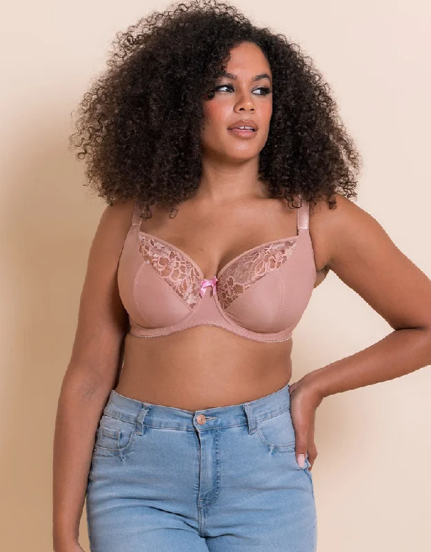 trendy boyshorts underwear-Curvy Kate Spellbound Balcony Bra Latte