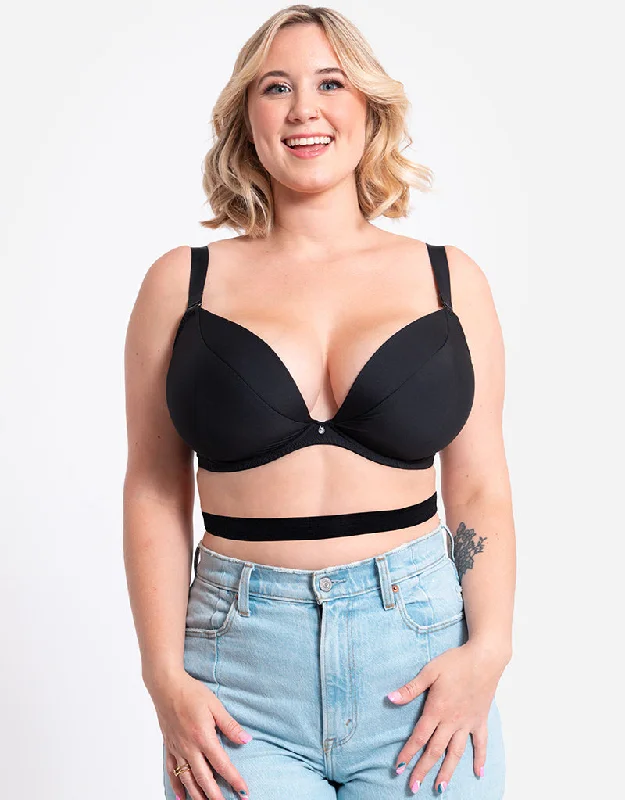 breathable cotton thong-Curvy Kate Superplunge Multiway Padded Plunge Bra Black