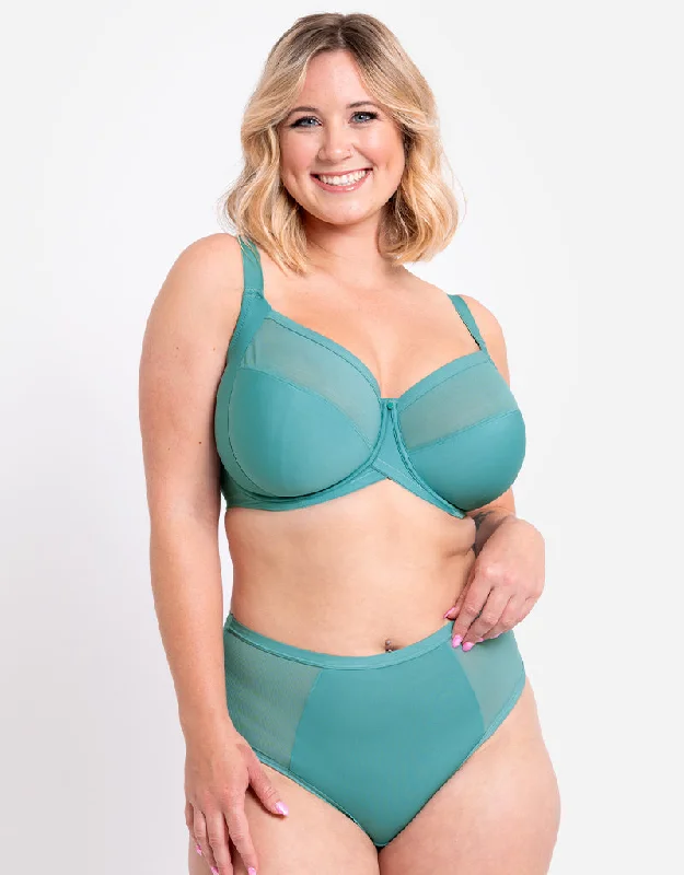 women’s satin briefs-Curvy Kate WonderFully Full Cup Side Support Bra Mineral Blue