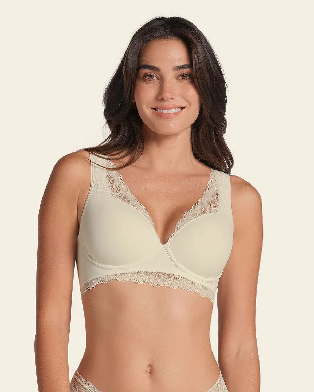 lightweight lace underwear-Deep Coverage Soft Lightly-Lined Lace Underwire Bra