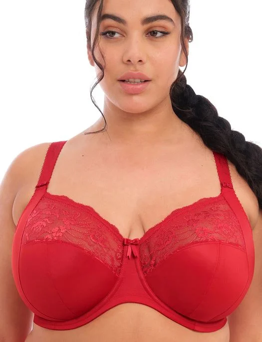 lightweight mesh underwear-Elomi Morgan Underwire Banded Stretch Lace Bra, HAUTE RED