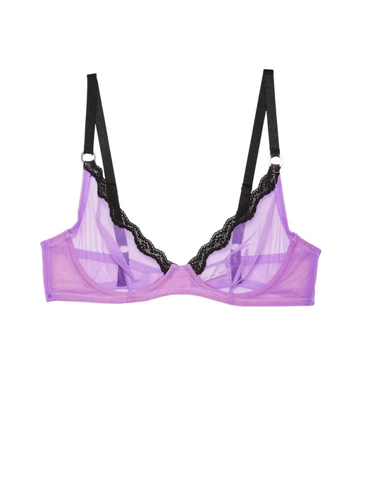 high-waisted silk underwear-Fleur du Mal Sheer Tulle Demi Bra