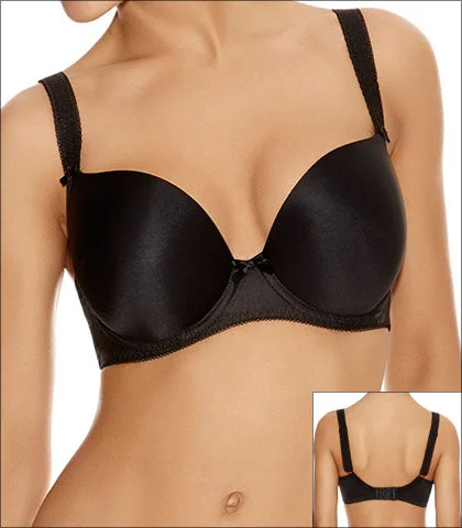 trendy satin underwear-Freya Deco Molded Underwire Plunge Bra - Black