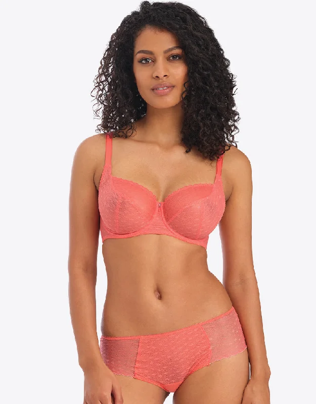 everyday cotton briefs-Freya Signature Balconette Bra Hot Coral