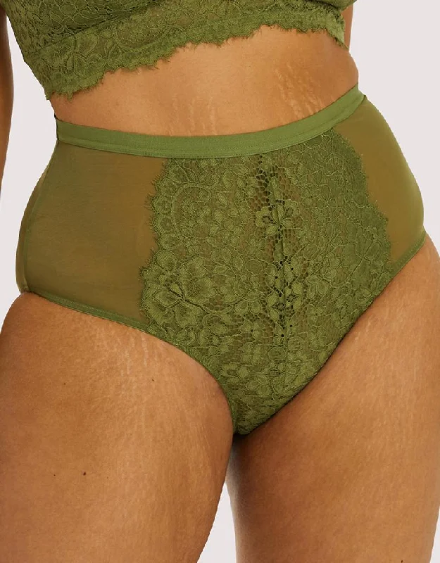 women’s high-cut briefs-Gabi Fresh x Playful Promises Bella High Waist Brief Olive