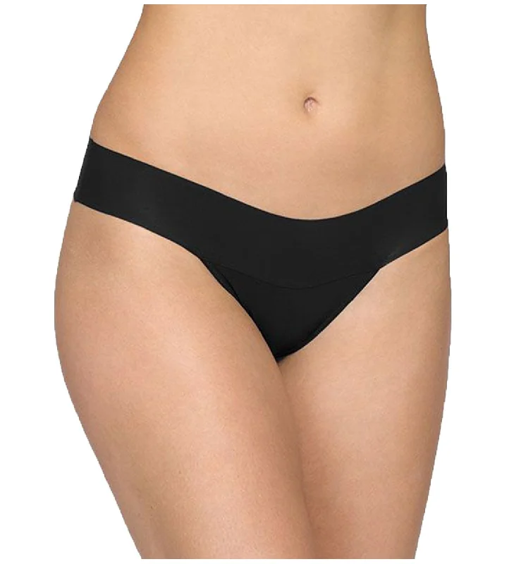 lightweight briefs-Hanky Panky BreatheSoft Natural Rise Thong (6J1661B) - Black