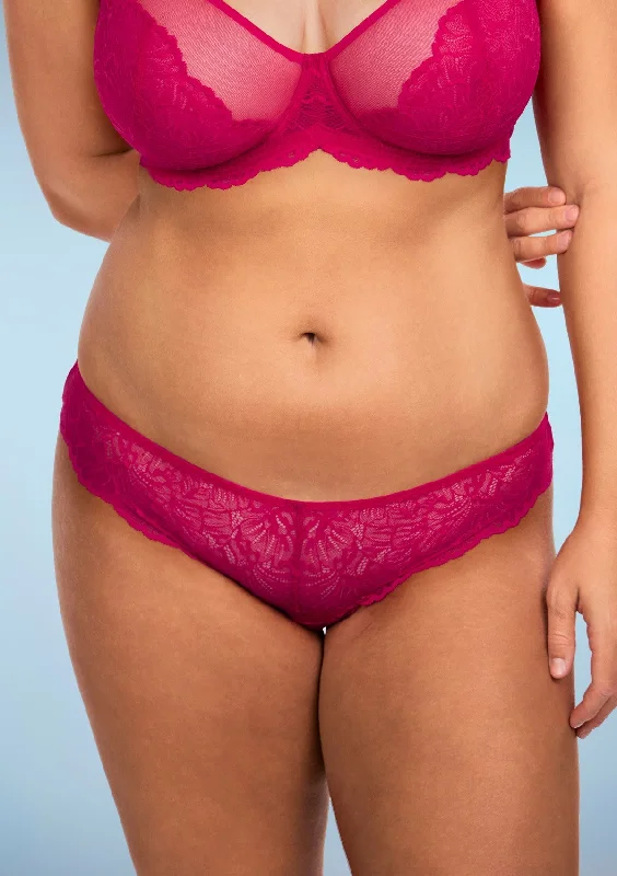 comfy boyshorts underwear-HSIA Blossom Lace Raspberry Bikini Underwear