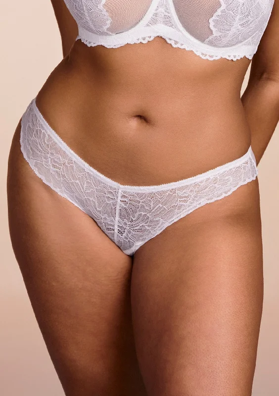 stretchy cotton underwear-HSIA Blossom Lace White Bikini Underwear