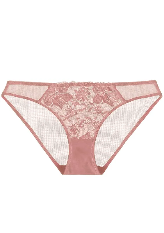 invisible panty line-HSIA Breathable Sexy Lace Light Coral Bikini Underwear