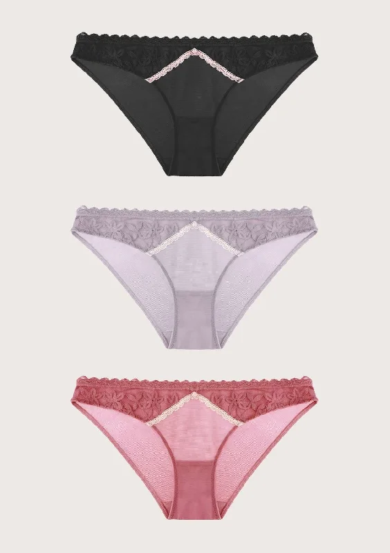 breathable lace panties-HSIA Contrast Color Bikini Panties 3 Pack