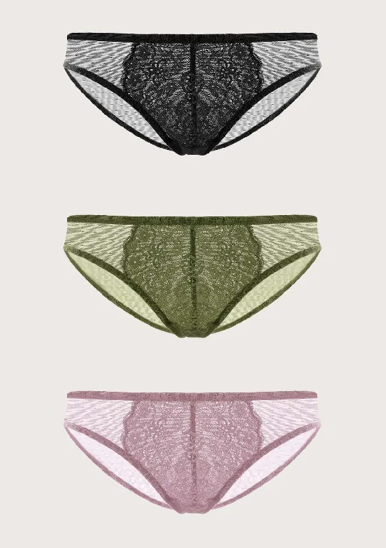 luxury silk underwear-HSIA Front Floral Lace Bikini Underwear 3 Pack