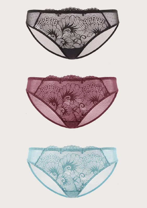 floral lace underwear-HSIA Front Lace Bikini Panties 3 Pack