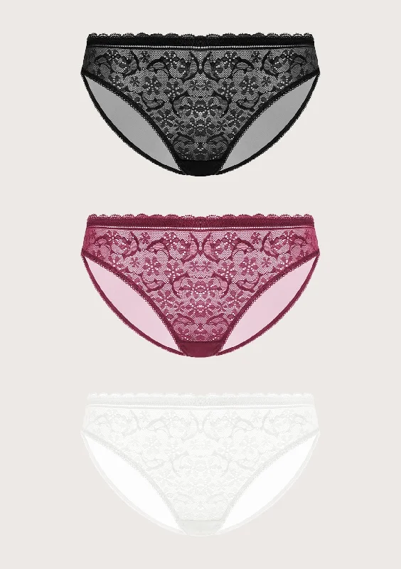 supportive high-waist underwear-Anemone Lace Dolphin Panties 3 Pack