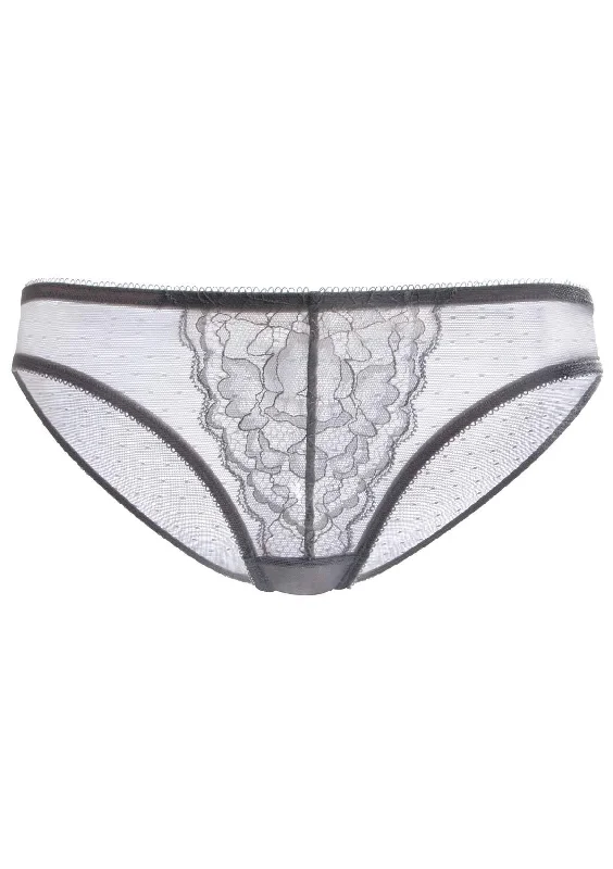 luxury lace panties-Enchante Lace Light Gray Bikini Underwear