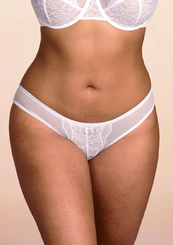 trendy bikini underwear-Enchante White Lace Bikini Underwear