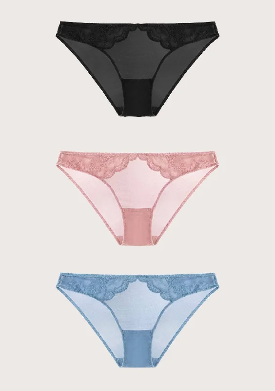 low-rise hipster panties-HSIA Sexy Lace Bikini Underwears 3 Pack