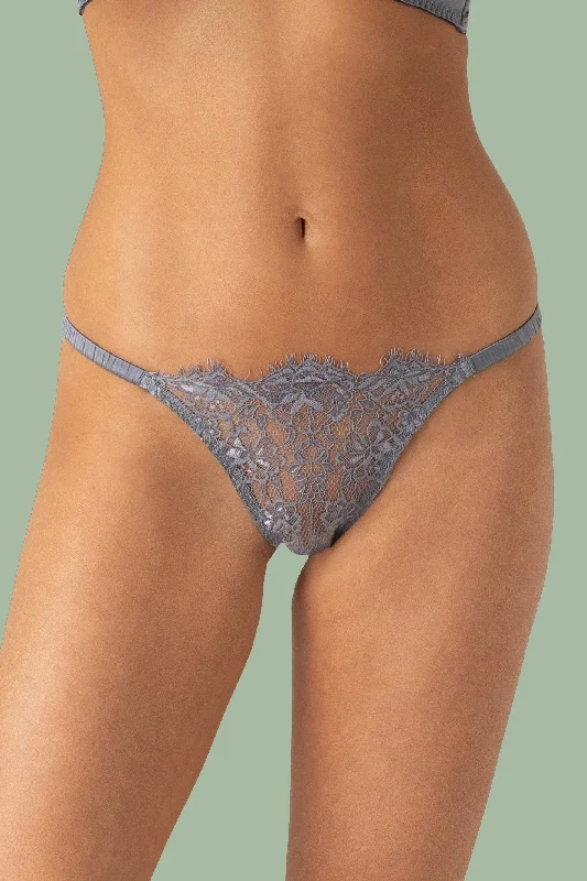 seamless bikini panties-Isabella Grey Lace Brazilian Brief