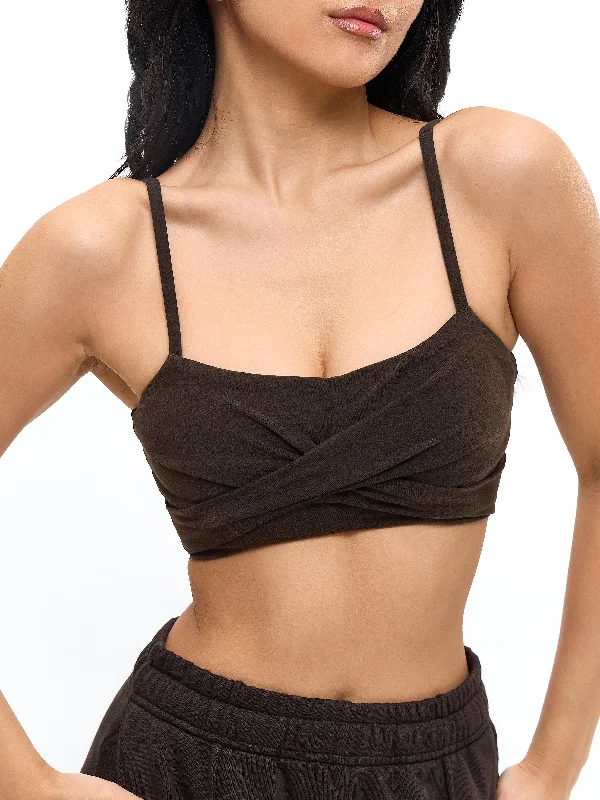 lightweight cotton panties-Ivy Wrap Sports Bra - Cold Brew