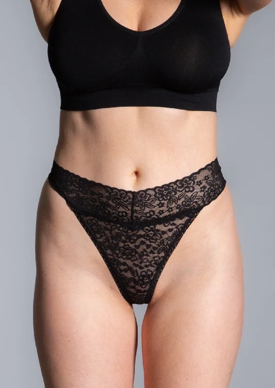 moisture-wicking underwear-Lace Thong Panty