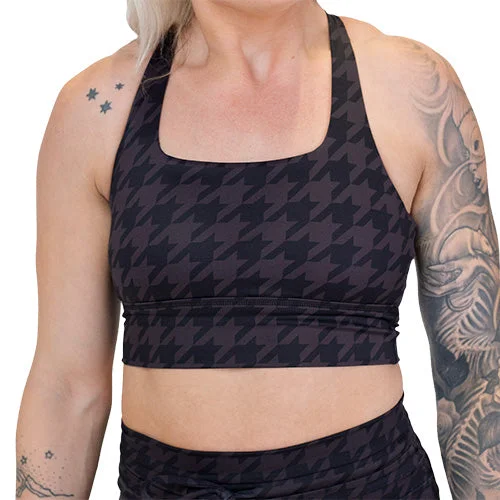 moisture-wicking underwear-Longline Bra | Houndstooth