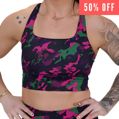 women’s mesh panties-Longline Bra | Neon Camo