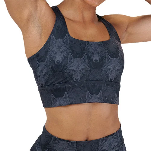 women’s seamless briefs-Longline Bra | Shadow Wolves