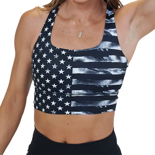 cozy flannel underwear-Longline Bra | Stars & Stripes