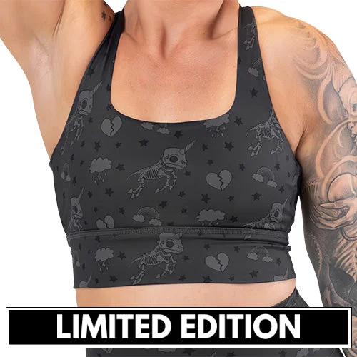 high-waisted bamboo underwear-Longline Bra | Unicorn Skulls