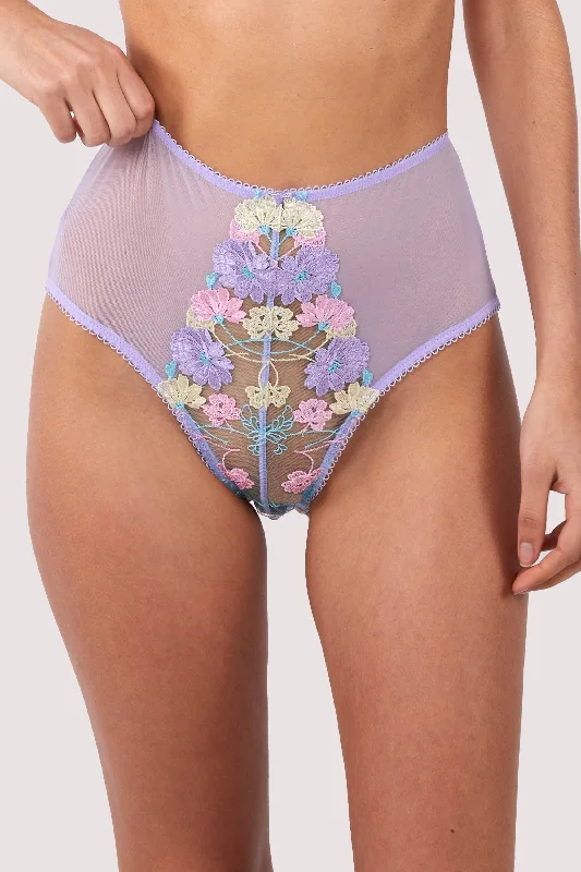 women’s satin hipster-Luna Pastel Embroidered High Waisted Brief