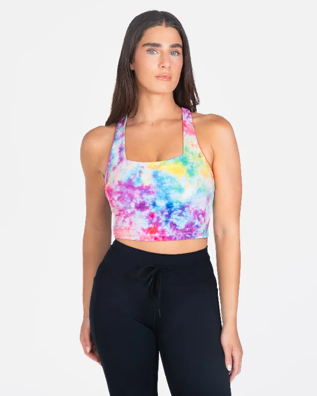 women’s seamless briefs-Lux Performance Crop - Rainbow Tie Dye - FINAL SALE