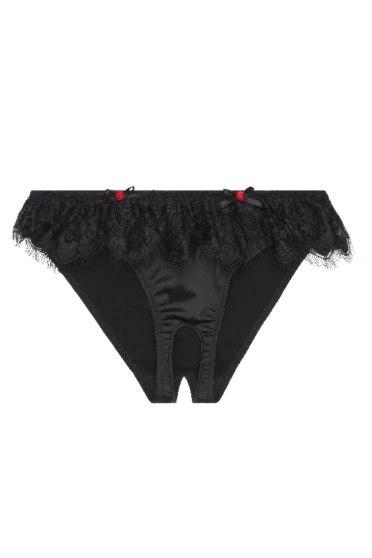 cotton bikini panties-Marlene Black Ouvert Brief