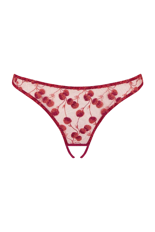 women’s mesh panties-Naomi Cherry Open Back Brief